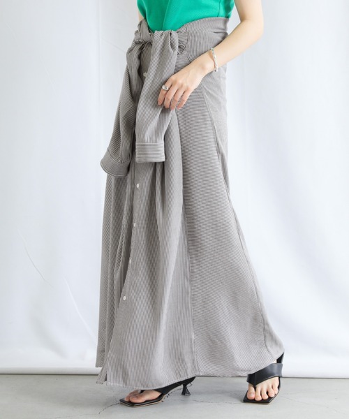 select MOCA(セレクトモカ)の「ストライプシャツワンピース(シャツワンピース・レディース・ブラック/レッド/ブルー・FREE)」の12枚目の写真