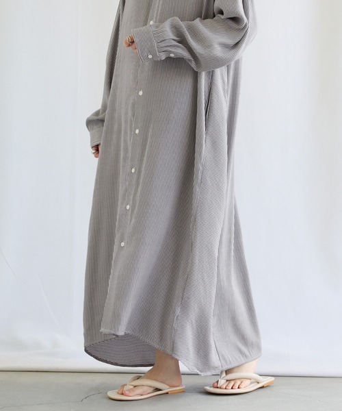 select MOCA(セレクトモカ)の「ストライプシャツワンピース(シャツワンピース・レディース・ブラック/レッド/ブルー・FREE)」の8枚目の写真