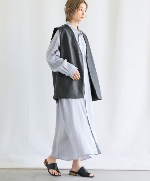 select MOCA(セレクトモカ)の「ストライプシャツワンピース(シャツワンピース・レディース・ブラック/レッド/ブルー・FREE)」の21枚目の写真