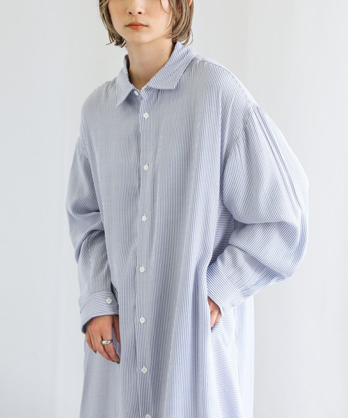 select MOCA(セレクトモカ)の「ストライプシャツワンピース(シャツワンピース・レディース・ブラック/レッド/ブルー・FREE)」の17枚目の写真