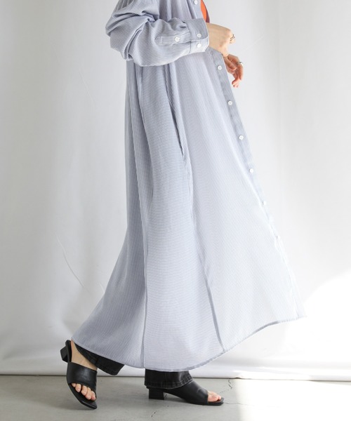 select MOCA(セレクトモカ)の「ストライプシャツワンピース(シャツワンピース・レディース・ブラック/レッド/ブルー・FREE)」の5枚目の写真