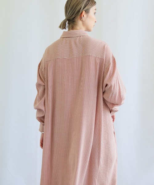 select MOCA(セレクトモカ)の「ストライプシャツワンピース(シャツワンピース・レディース・ブラック/レッド/ブルー・FREE)」の6枚目の写真