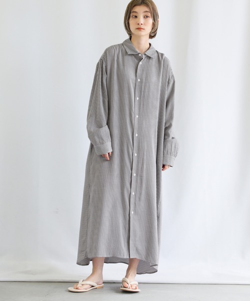 select MOCA(セレクトモカ)の「ストライプシャツワンピース(シャツワンピース・レディース・ブラック/レッド/ブルー・FREE)」の7枚目の写真