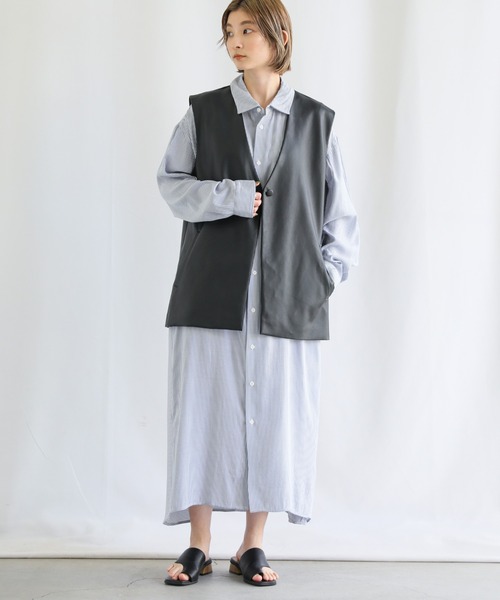 select MOCA(セレクトモカ)の「ストライプシャツワンピース(シャツワンピース・レディース・ブラック/レッド/ブルー・FREE)」の19枚目の写真