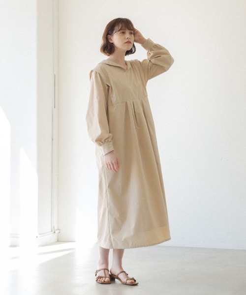 新品コムデギャルソンクロシェ編み丸襟リネンニットロングワンピース半袖希少ベージュ idem（イデム）の「crochet knit vest × sailor onepiece/クロシェ