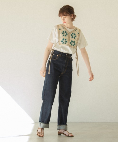 idem（イデム）の「crochet knit vest × sailor onepiece/クロシェ