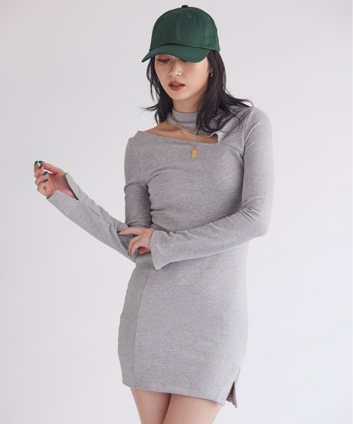 FIG&VIPER（フィグアンドバイパー）の「カットデザインbodycon OP（ワンピース・レディース・ブラック/グレー・FREE）」の20枚目の写真