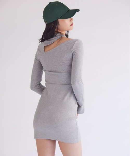 FIG&VIPER（フィグアンドバイパー）の「カットデザインbodycon OP（ワンピース・レディース・ブラック/グレー・FREE）」の14枚目の写真