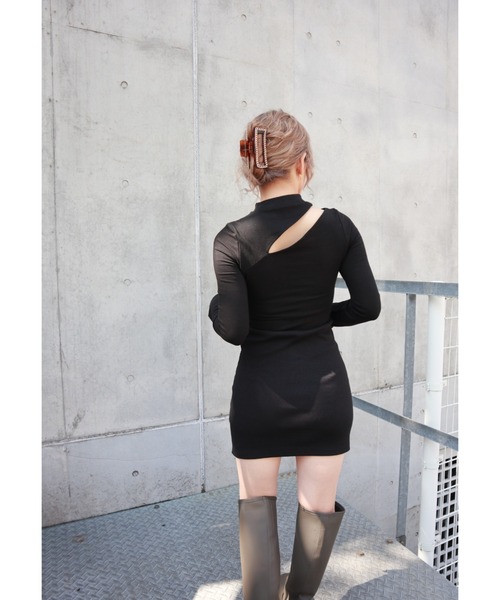 FIG&VIPER（フィグアンドバイパー）の「カットデザインbodycon OP（ワンピース・レディース・ブラック/グレー・FREE）」の12枚目の写真