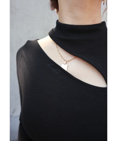 FIG&VIPER（フィグアンドバイパー）の「カットデザインbodycon OP（ワンピース・レディース・ブラック/グレー・FREE）」の9枚目の写真