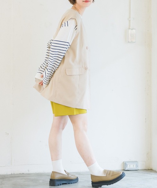 RETRO GIRL（レトロガール）の「リップルタックショートパンツ（その他パンツ・レディース・イエロー/ライトブルー/ライトグレー/ブラック・FREE）」の9枚目の写真