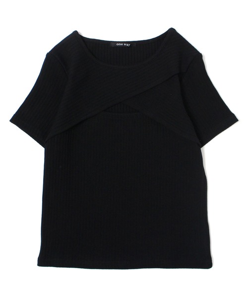one way（ワンウェイ）の「フロントクロステレコTOPS（Tシャツ/カットソー・レディース・ホワイト/ブラック/オレンジ/ライトグリーン・FREE）」の3枚目の写真