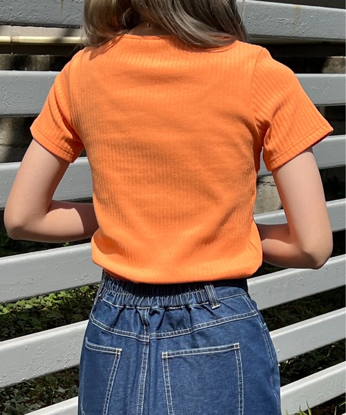 one way（ワンウェイ）の「フロントクロステレコTOPS（Tシャツ/カットソー・レディース・ホワイト/ブラック/オレンジ/ライトグリーン・FREE）」の10枚目の写真