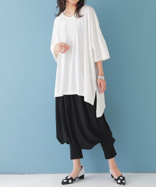 osharewalker（オシャレウォーカー）の「【廃盤】『裾アシメビッグカットソー』（Tシャツ/カットソー・レディース・ブラック/ネイビー/レッド/オフホワイト/ミント/モカ/ラベンダー・FREE）」の17枚目の写真