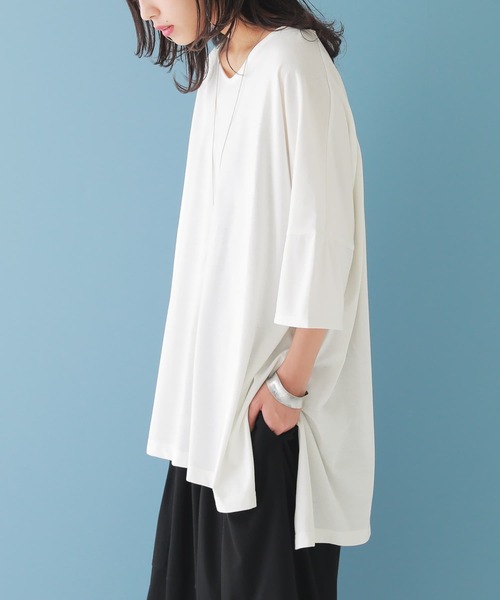 osharewalker（オシャレウォーカー）の「【廃盤】『裾アシメビッグカットソー』（Tシャツ/カットソー・レディース・ブラック/ネイビー/レッド/オフホワイト/ミント/モカ/ラベンダー・FREE）」の16枚目の写真