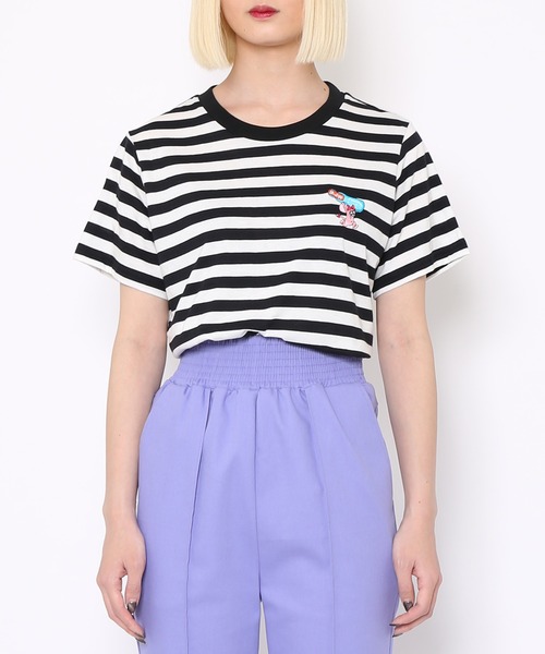 PUNYUS（プニュズ）の「ワンポイントボーダーＴ(ラムネ）（Tシャツ/カットソー・レディース・その他1/その他2・1/2/4/3）」の2枚目の写真