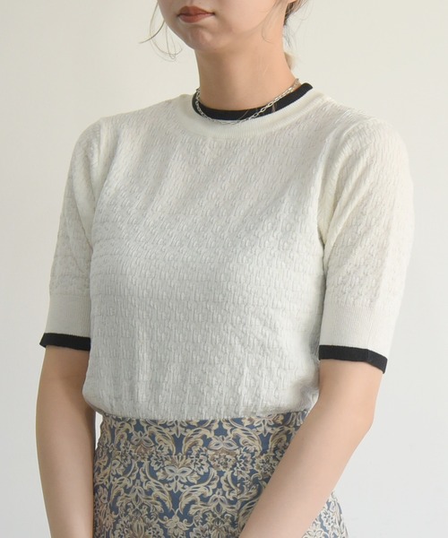 sango(sango)の「ラインコンパクトリンガーニット(Tシャツ/カットソー・レディース・オフホワイト/オレンジ/グリーン系その他・FREE)」の2枚目の写真