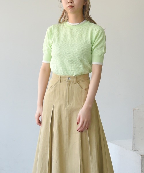 sango(sango)の「ラインコンパクトリンガーニット(Tシャツ/カットソー・レディース・オフホワイト/オレンジ/グリーン系その他・FREE)」の4枚目の写真