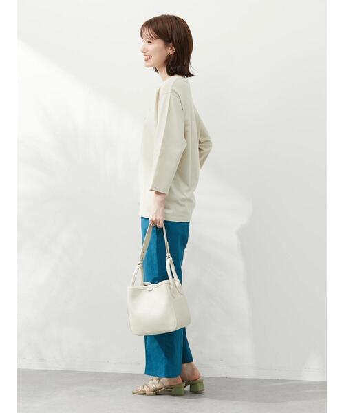 Green　Parks（グリーンパークス）の「七分袖ロゴTシャツ（Tシャツ/カットソー・レディース・ベージュ/オフホワイト・FREE）」の9枚目の写真