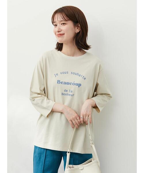 Green　Parks（グリーンパークス）の「七分袖ロゴTシャツ（Tシャツ/カットソー・レディース・ベージュ/オフホワイト・FREE）」の11枚目の写真