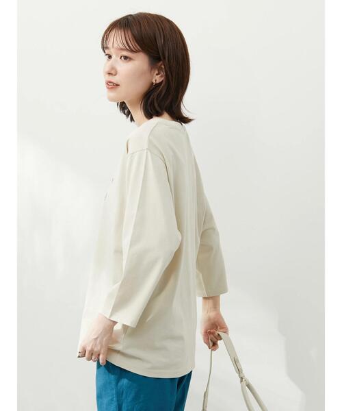 Green　Parks（グリーンパークス）の「七分袖ロゴTシャツ（Tシャツ/カットソー・レディース・ベージュ/オフホワイト・FREE）」の8枚目の写真