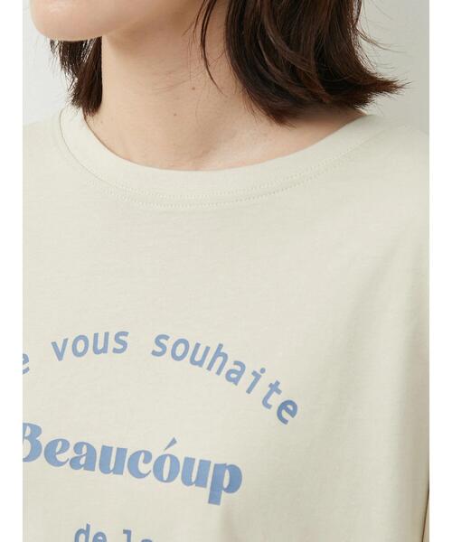 Green　Parks（グリーンパークス）の「七分袖ロゴTシャツ（Tシャツ/カットソー・レディース・ベージュ/オフホワイト・FREE）」の7枚目の写真