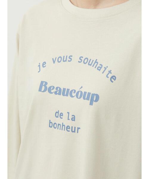 Green　Parks（グリーンパークス）の「七分袖ロゴTシャツ（Tシャツ/カットソー・レディース・ベージュ/オフホワイト・FREE）」の6枚目の写真