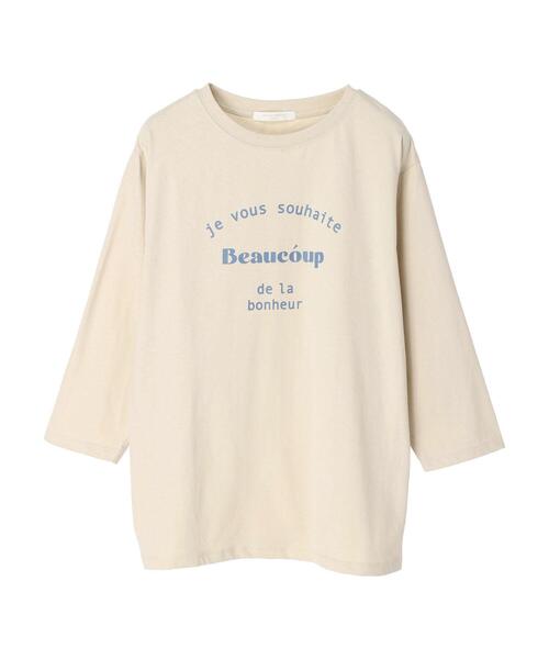 Green　Parks（グリーンパークス）の「七分袖ロゴTシャツ（Tシャツ/カットソー・レディース・ベージュ/オフホワイト・FREE）」の16枚目の写真