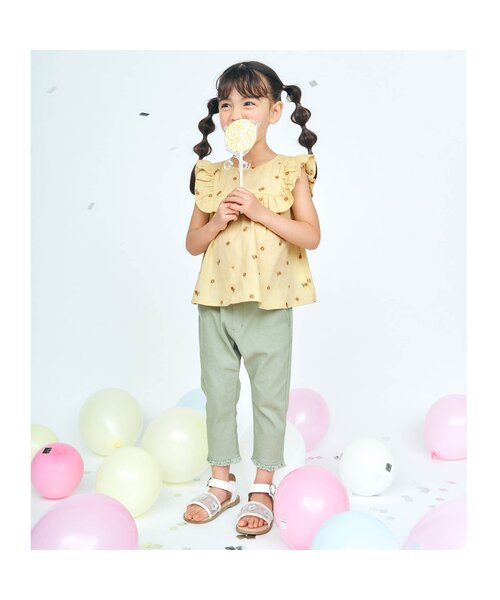 apres les cours（アプレレクール）の「フルーツキャンディー刺繍チュニック（チュニック・キッズ・アイボリー/オレンジ/サックスブルー/イエロー・80/90/100/110/120/130/140）」の15枚目の写真