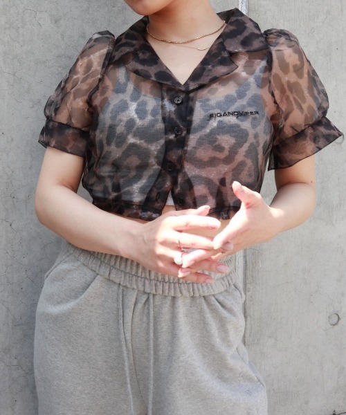 FIG&VIPER（フィグアンドバイパー）の「シアーショートシャツ（シャツ/ブラウス・レディース・ライトブルー/グレー/ピンク/オレンジ/マルチ・FREE）」の6枚目の写真