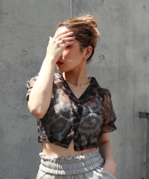 FIG&VIPER（フィグアンドバイパー）の「シアーショートシャツ（シャツ/ブラウス・レディース・ライトブルー/グレー/ピンク/オレンジ/マルチ・FREE）」の12枚目の写真