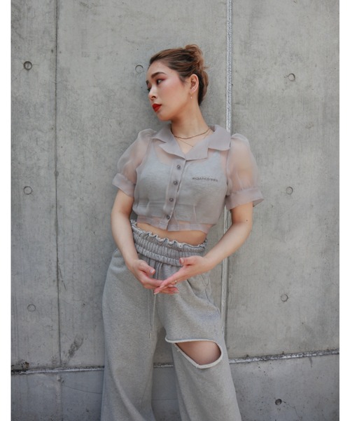 FIG&VIPER（フィグアンドバイパー）の「シアーショートシャツ（シャツ/ブラウス・レディース・ライトブルー/グレー/ピンク/オレンジ/マルチ・FREE）」の13枚目の写真