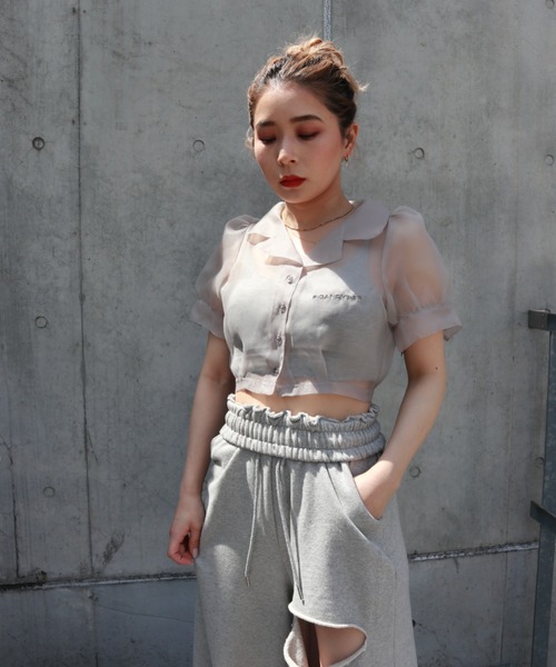 FIG&VIPER（フィグアンドバイパー）の「シアーショートシャツ（シャツ/ブラウス・レディース・ライトブルー/グレー/ピンク/オレンジ/マルチ・FREE）」の15枚目の写真