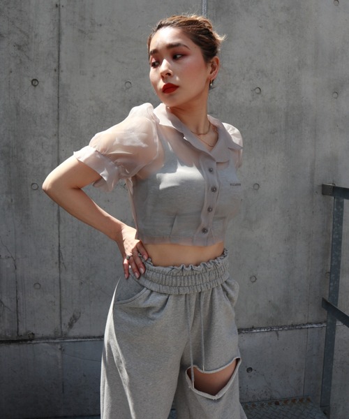 FIG&VIPER（フィグアンドバイパー）の「シアーショートシャツ（シャツ/ブラウス・レディース・ライトブルー/グレー/ピンク/オレンジ/マルチ・FREE）」の16枚目の写真