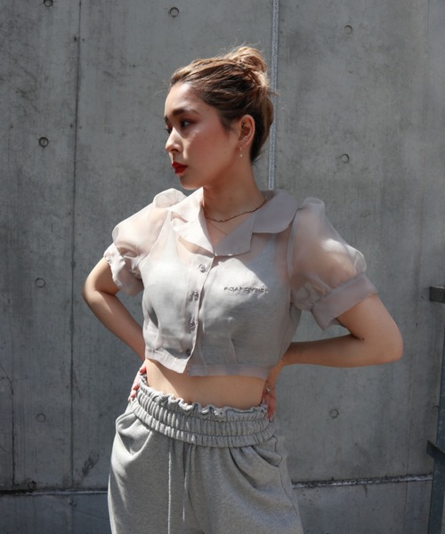 FIG&VIPER（フィグアンドバイパー）の「シアーショートシャツ（シャツ/ブラウス・レディース・ライトブルー/グレー/ピンク/オレンジ/マルチ・FREE）」の17枚目の写真