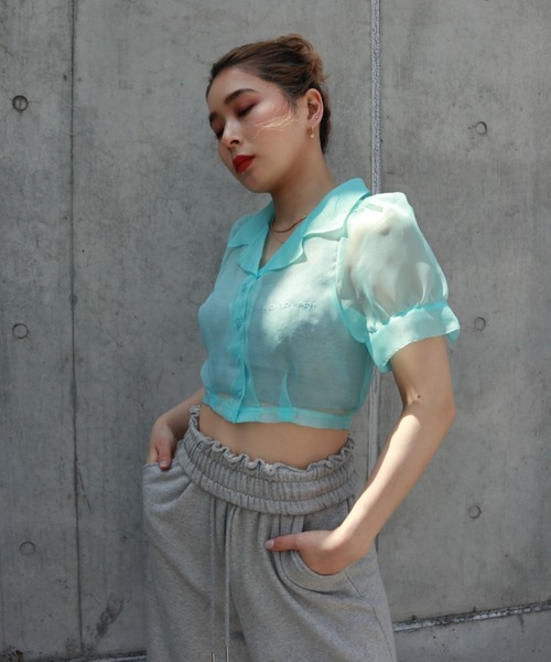 FIG&VIPER（フィグアンドバイパー）の「シアーショートシャツ（シャツ/ブラウス・レディース・ライトブルー/グレー/ピンク/オレンジ/マルチ・FREE）」の20枚目の写真