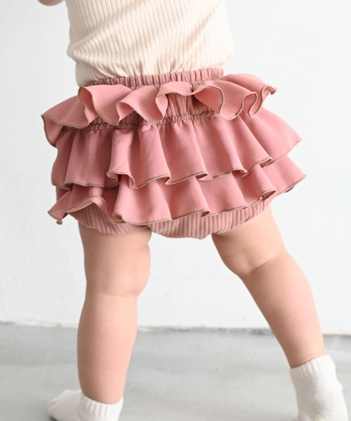 PUPPAPUPO(プッパプーポ)の「バック フリル リブ ブルマ(その他ベビー用品・キッズ・グレイッシュベージュ/サックスブルー/チャコールグレー/ローズ/ピンク・70/80)」の5枚目の写真