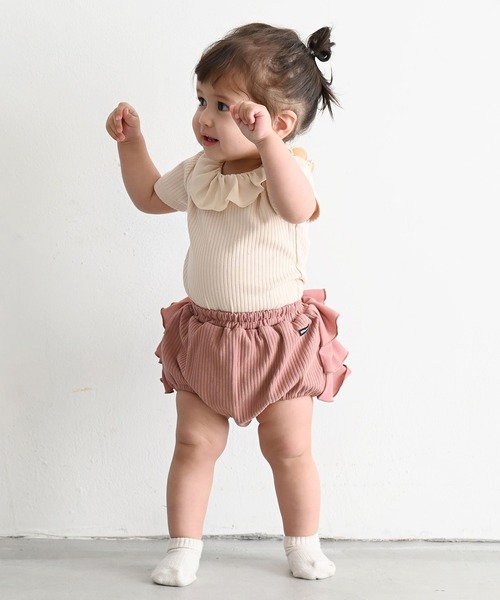 PUPPAPUPO(プッパプーポ)の「バック フリル リブ ブルマ(その他ベビー用品・キッズ・グレイッシュベージュ/サックスブルー/チャコールグレー/ローズ/ピンク・70/80)」の6枚目の写真