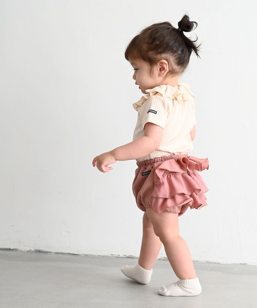 PUPPAPUPO(プッパプーポ)の「バック フリル リブ ブルマ(その他ベビー用品・キッズ・グレイッシュベージュ/サックスブルー/チャコールグレー/ローズ/ピンク・70/80)」の7枚目の写真