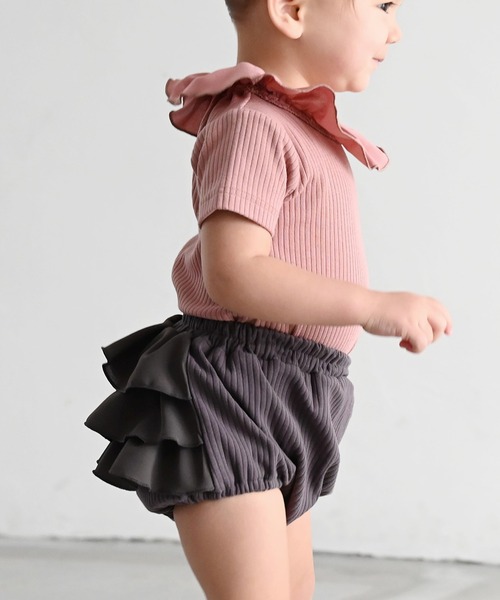 PUPPAPUPO(プッパプーポ)の「バック フリル リブ ブルマ(その他ベビー用品・キッズ・グレイッシュベージュ/サックスブルー/チャコールグレー/ローズ/ピンク・70/80)」の11枚目の写真