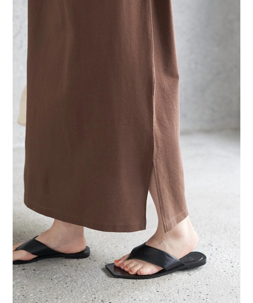 earth music&ecology（アースミュージックアンドエコロジー）の「ナシジジャージノースリーブワンピース（ワンピース・レディース・ダークブラウン/オリーブ/ライトベージュ・FREE）」の21枚目の写真