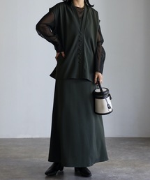 ap retro | 【_____m.weコラボ】ノーカラー多ボタンベスト＋マーメイドキャミワンピース(ワンピース)