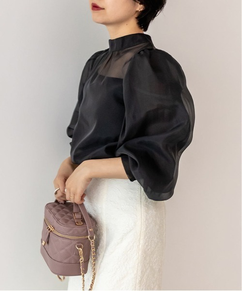 RANDA（ランダ）の「ボリュームスリーブシアーリボンブラウス（シャツ/ブラウス・レディース・クリーム/ブラック/ピンク・FREE）」の9枚目の写真