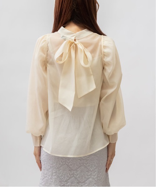 RANDA（ランダ）の「ボリュームスリーブシアーリボンブラウス（シャツ/ブラウス・レディース・クリーム/ブラック/ピンク・FREE）」の22枚目の写真
