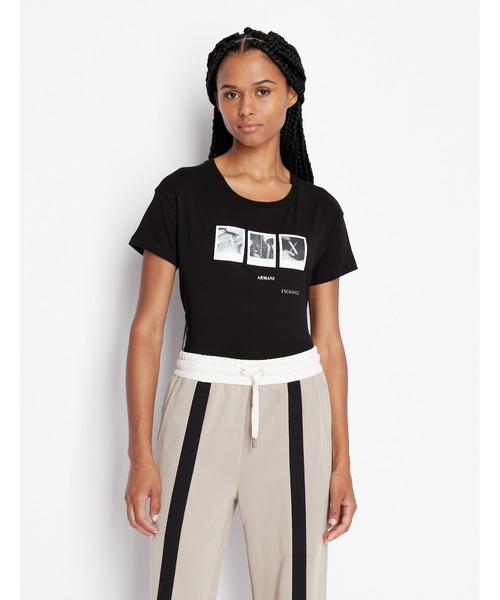 ARMANI EXCHANGE(アルマーニエクスチェンジ)の「【A|X アルマーニ エクスチェンジ】フォトデザイン 半袖クルーネックTシャツ/BOYFRIEND(Tシャツ/カットソー・レディース・ホワイト/ブラック・SMALL/MEDIUM/X-SMALL/LARGE)」の4枚目の写真