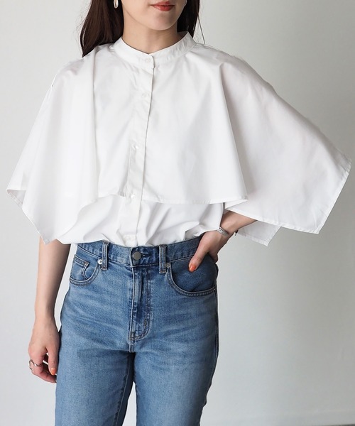 Riberry（リベリー）の「マルチway　ケープブラウス（シャツ/ブラウス・レディース・ブラック/オフホワイト/グリーン・FREE）」の14枚目の写真