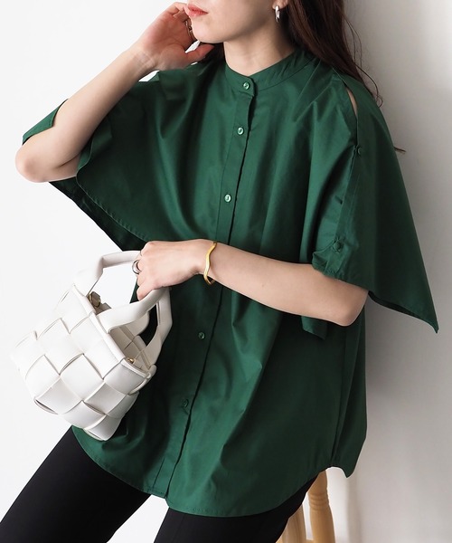 Riberry（リベリー）の「マルチway　ケープブラウス（シャツ/ブラウス・レディース・ブラック/オフホワイト/グリーン・FREE）」の15枚目の写真