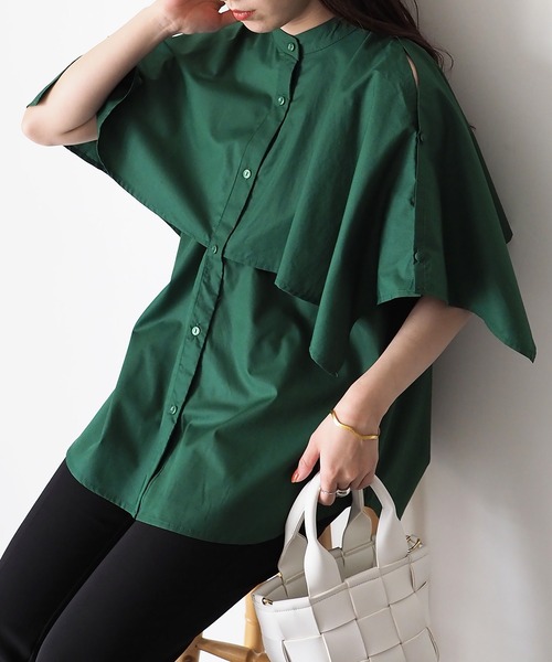 Riberry（リベリー）の「マルチway　ケープブラウス（シャツ/ブラウス・レディース・ブラック/オフホワイト/グリーン・FREE）」の17枚目の写真