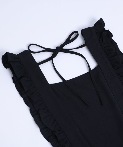 AMELY(エミリー)の「フリルショルダーサロペット(サロペット/オーバーオール・レディース・グリーン/グレイッシュベージュ/ダークグレー/ブラック・M/L)」の14枚目の写真