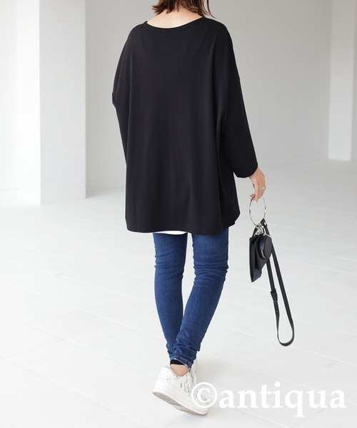 antiqua(アンティカ)の「接触冷感。ポンチビッグT(Tシャツ/カットソー・レディース・ホワイト/ブラック/カーキ/ダークグレー・FREE)」の16枚目の写真